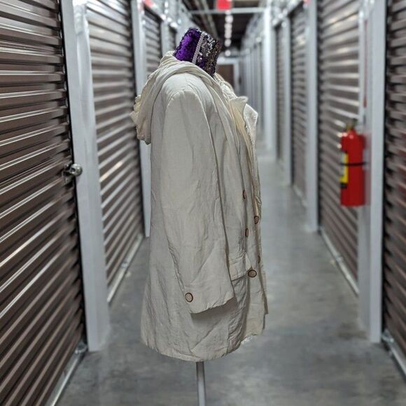 Vintage Gil Bret Size 14 White Double Breasted Jacket w Hood and Pockets - Picture 4 of 8
